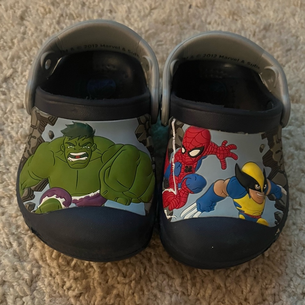 Marvel Kids Crocs Shoes - Navy with Superhero Design